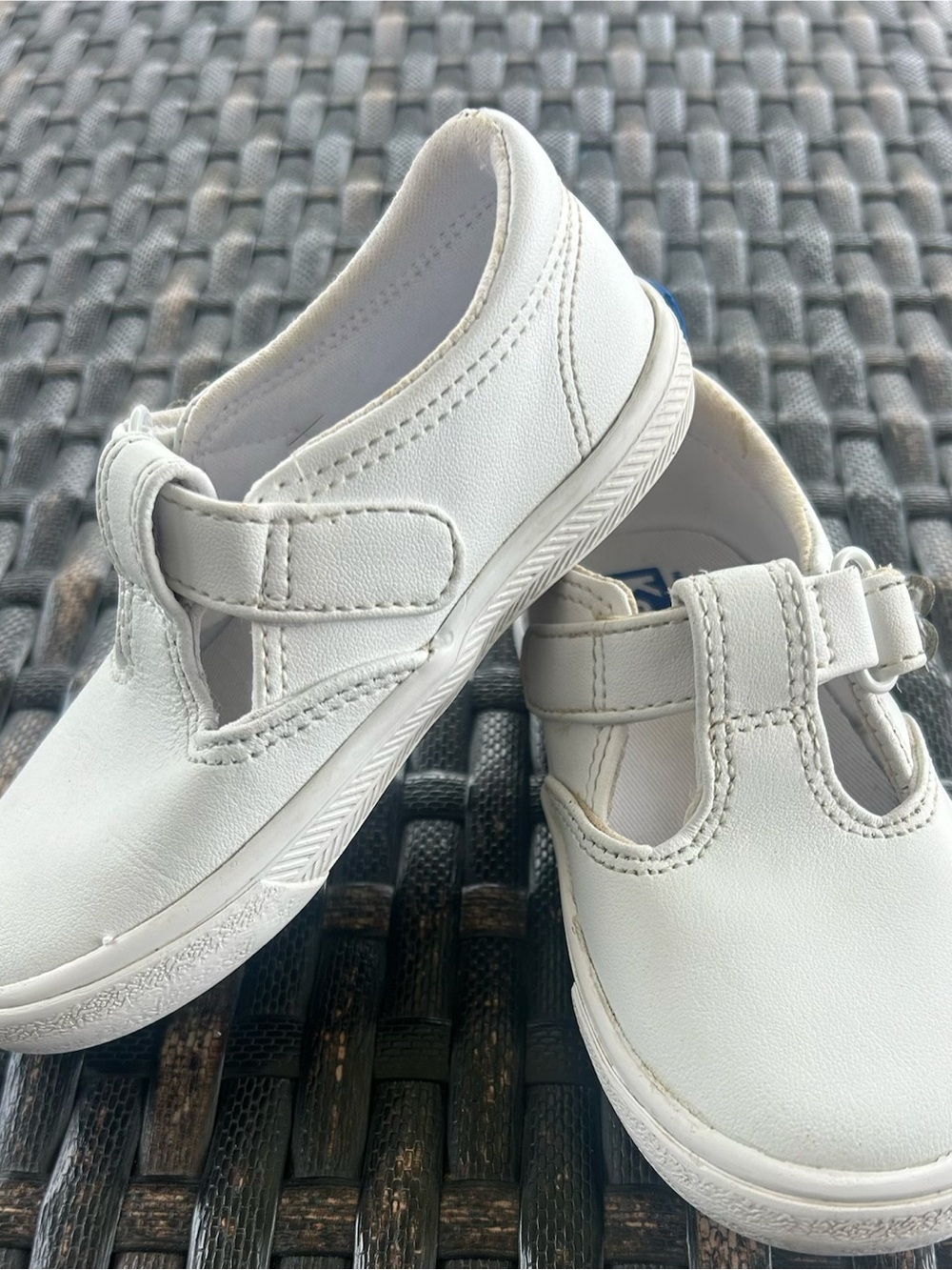 Keds White Kids T‑Strap Hook-and-Loop Sneakers